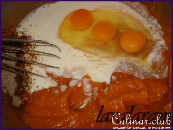 Блины тыквенные заварные с куриным фаршем "Солнечные"