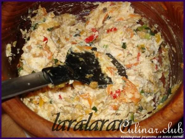 Блины тыквенные заварные с куриным фаршем "Солнечные"