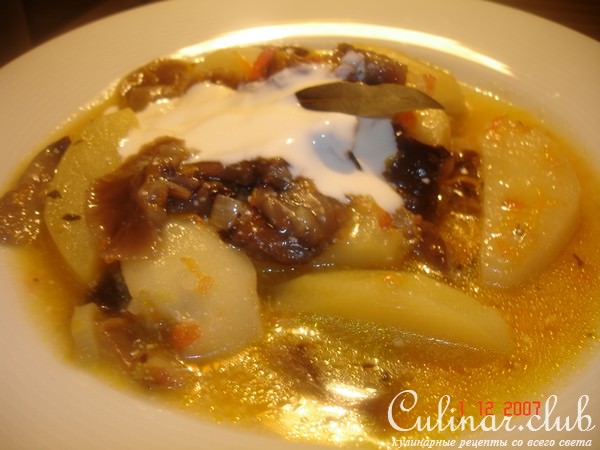 Постное жаркое с солеными грибами