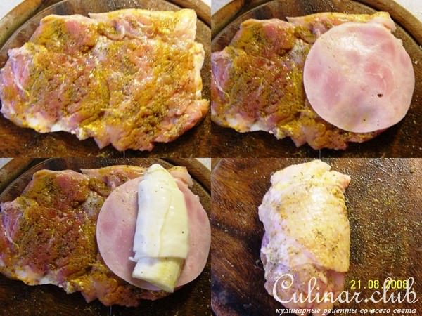 Куриные зразы с кокосом и бананом