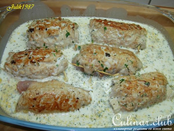 Рулетики из индейки с шампиньонами