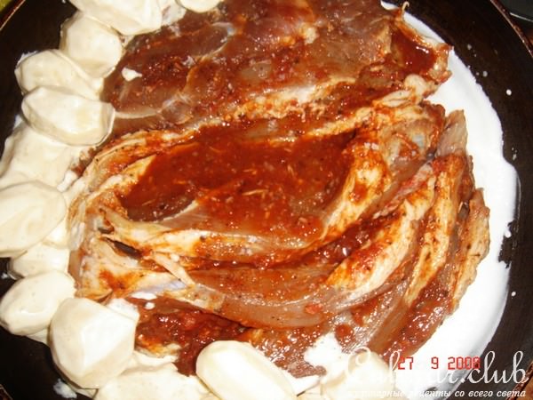 Мясная гармошка с сыром и картошкой,с кокосовым молоком