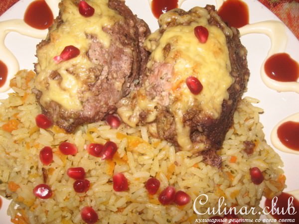 Рулетики из свинины, с гарниром