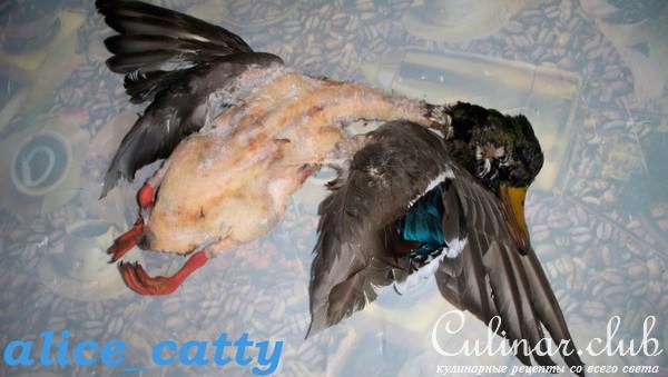 Дичь запеченная с японской айвой и овощами