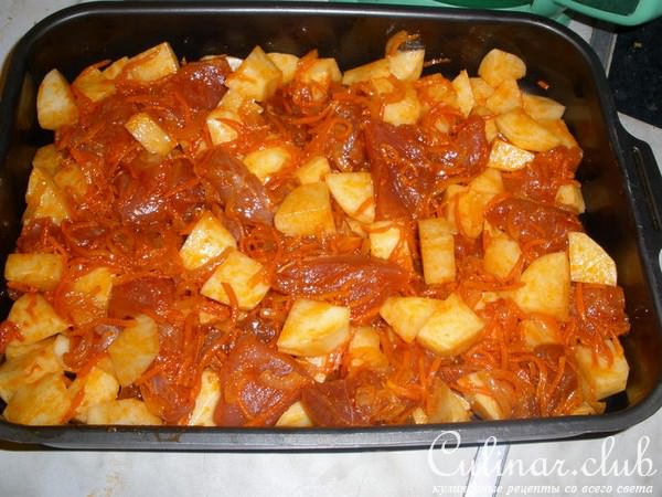 Мясо с картофелем в маринаде