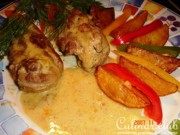 свиные рулетики сливочные