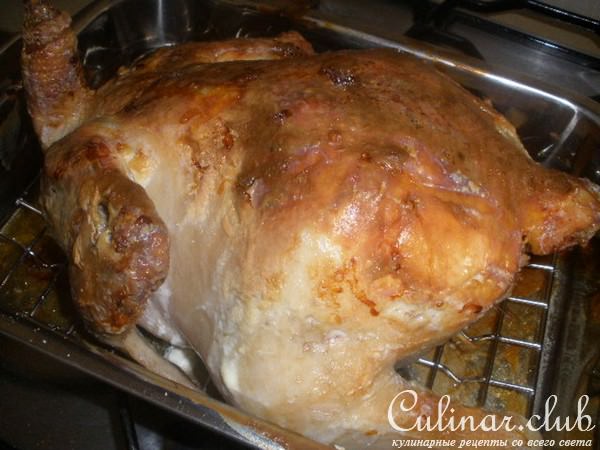 Курица, фаршированная гречкой с грибами