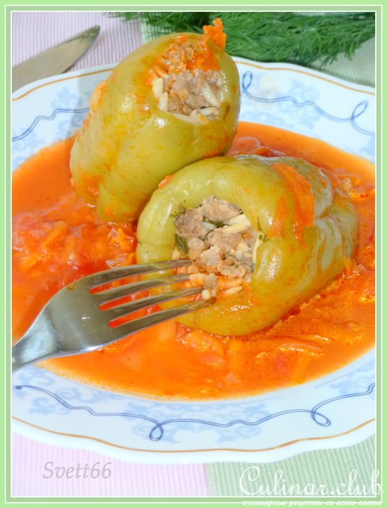 Перец фаршированный, оригинальный, начинка с пастой орзо