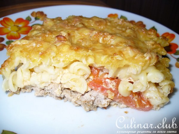Запеканка с фаршем и макаронами (мой вариант)