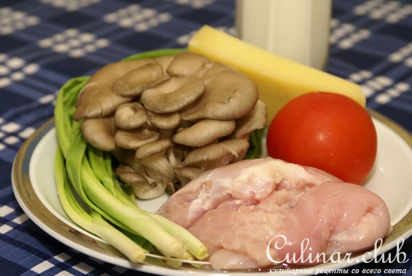 Паста Альфредо с грибами и курицей