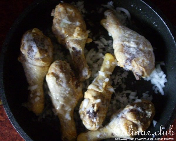 Голень цыпленка в красном вине или почти Coq au vin