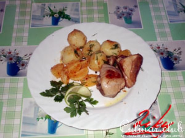 Курица с жареным мандарином