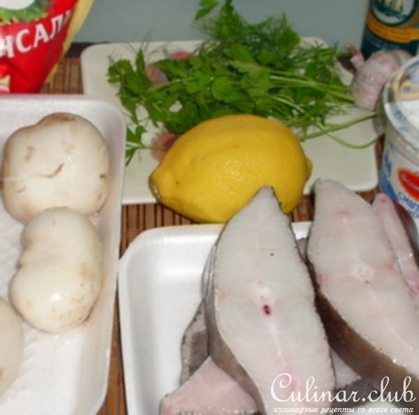 Палтус под грибной "шапкой"