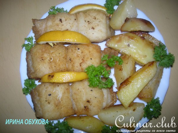 Сом с лимоном и картофелем