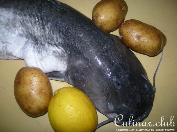 Сом с лимоном и картофелем