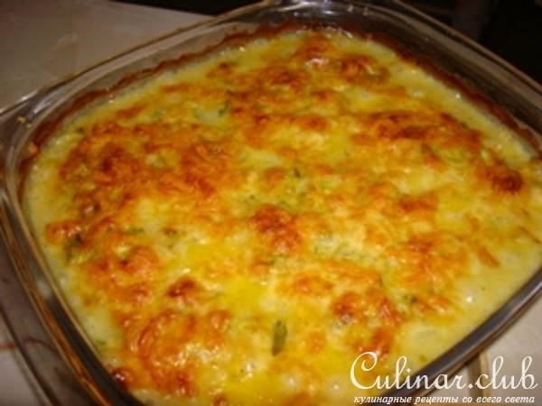 Палтус, запеченый с кабачком.