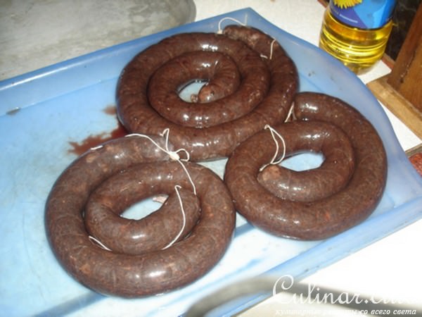 Колбаса кровяная домашняя с грибами и рисом.