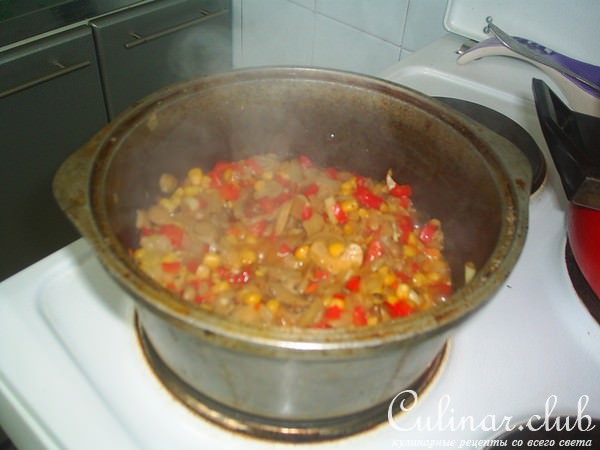 Овощи с рисом и .....