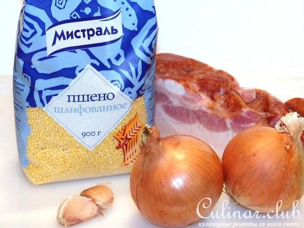 Каша пшённая со шкварками