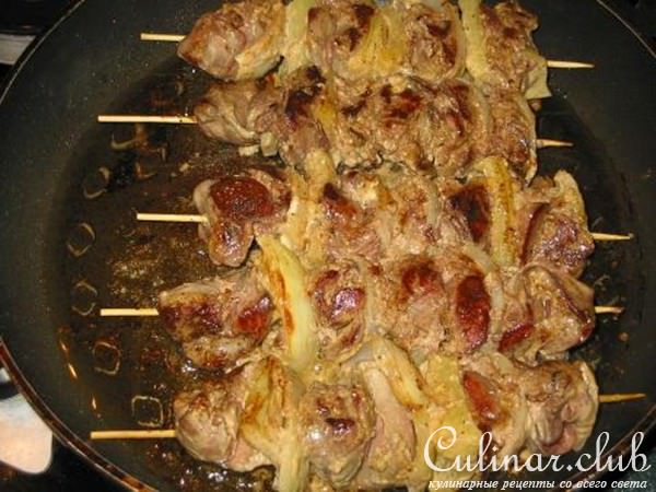 Шашлычки из куриной печени