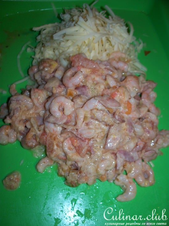 Грибы фаршированные беконом и креветками !!!