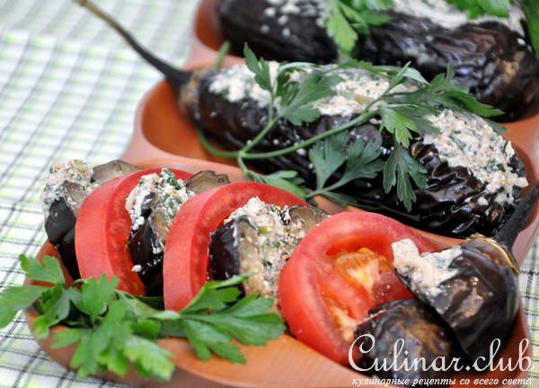Закуска из фаршированных баклажанов (дуэль)