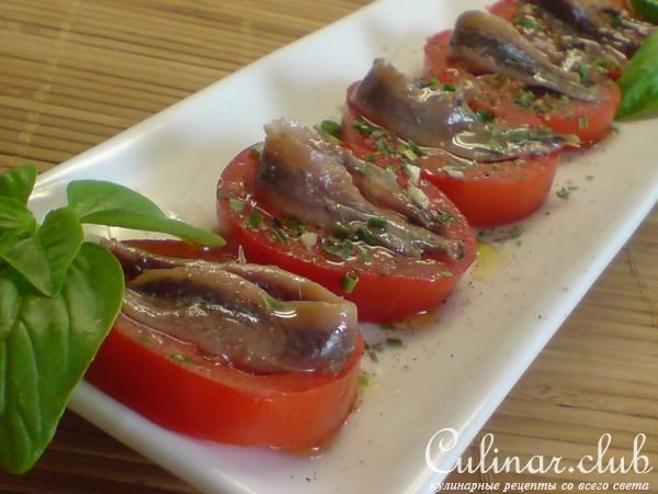 Редис /помидоры с анчоусами,как холодная закуска