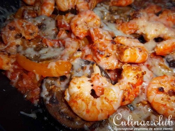 Креветки с овощами гриль