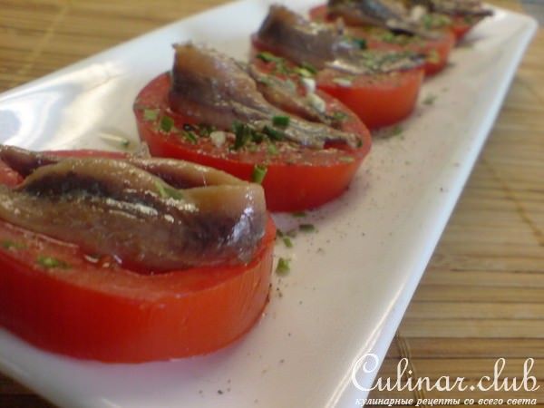 Редис /помидоры с анчоусами,как холодная закуска