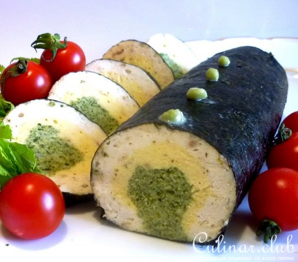 Паровой рыбный рулет в нори
