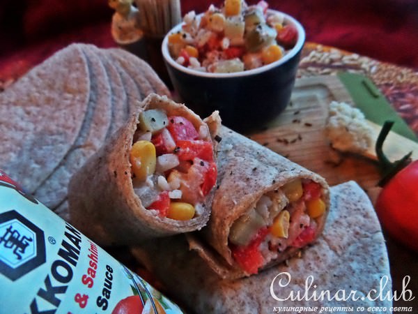 Тортильи с овощами и рыбкой