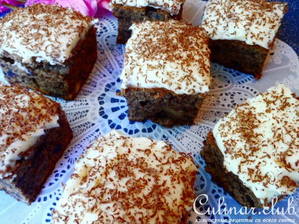 Шоколадный кекс-пирог с черносливом и орехами.