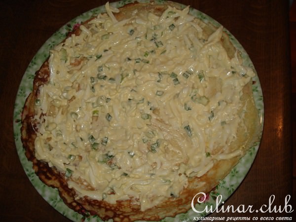 блинный торт со шпротами