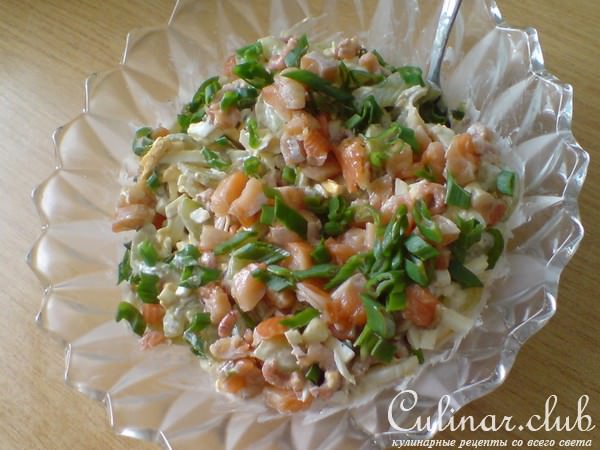 Салат из огурца и креветок