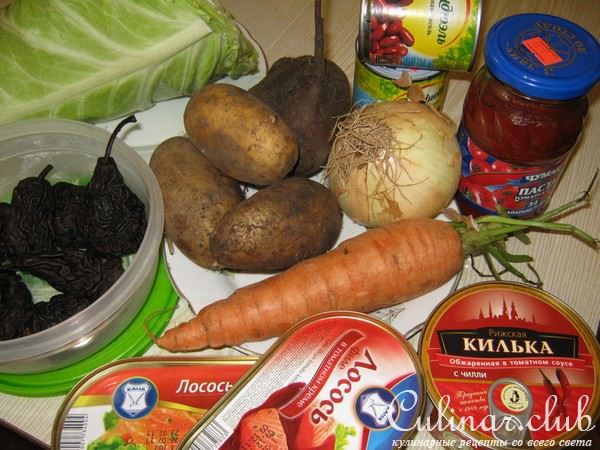 Холодный борщ (с рыбой и грушами). )