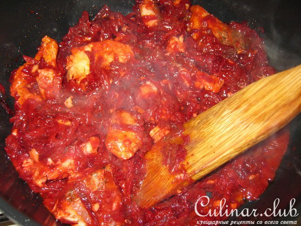 Холодный борщ (с рыбой и грушами). )