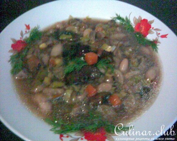 Густой грибной суп с фасолью и овощами (постный)