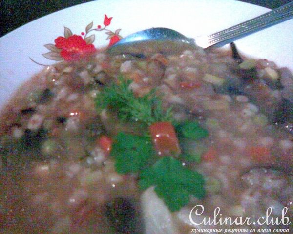 Густой перловый суп с грибами и овощами (постный)